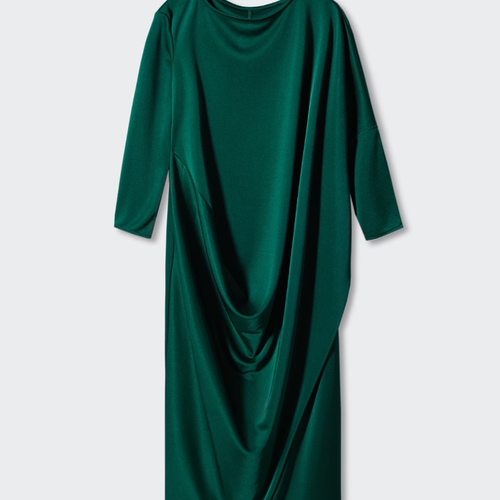 Satin draped Maxi dress MANGO UK 14 - Picture 5 of 11